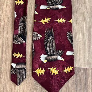 Endangered Species Bald Eagle Patriotic Vintage Silk Necktie Marc Dennis 1996
